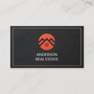 Leather Stitched Real Estate Business Card