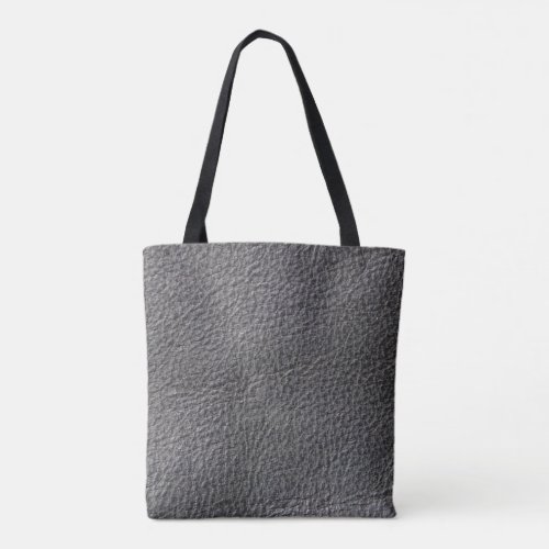 Leather style dark gray black leather photo print tote bag