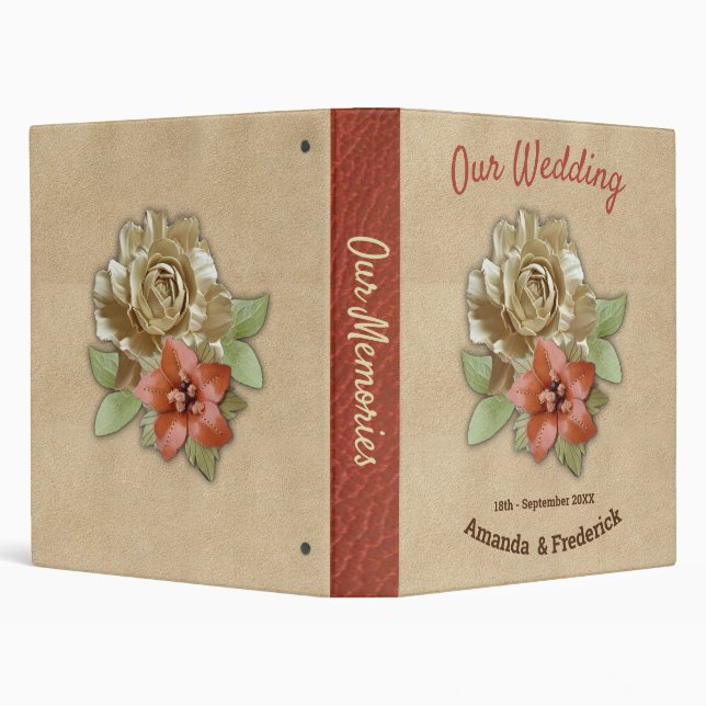 Leather & Suede Flower Art 3 Ring Binder (Background)