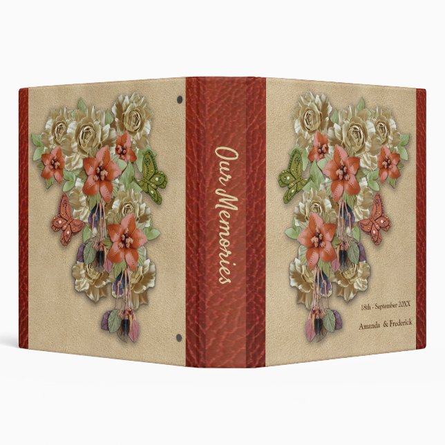 Leather & Suede Flower Art 3 Ring Binder (Background)