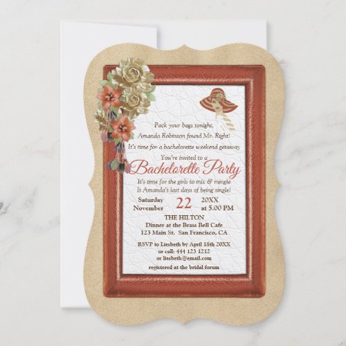 Leather  Suede Texture Art Bachelorette Party Invitation