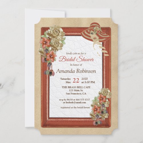 Leather  Suede Texture Art Bridal Shower Invitation