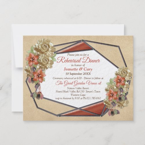 Leather  Suede Texture Art Rehearsal Dinner Invitation