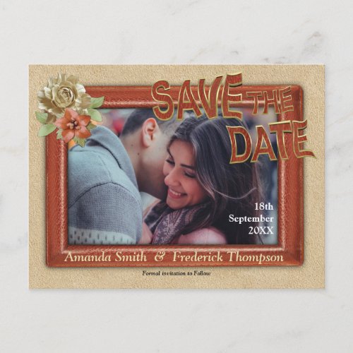 Leather  Suede Texture Art Save the Dates Announcement Postcard