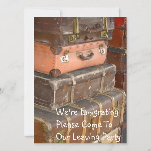 Leather Suitcases Emigrating Party Invitation