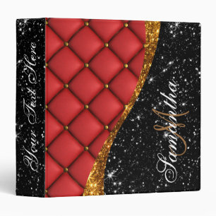 Leather Texture and Glitter 3 Ring Binder