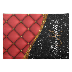 Leather Texture and Glitter Cloth Placemat