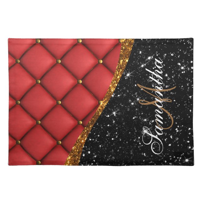Leather Texture and Glitter Cloth Placemat (Front)