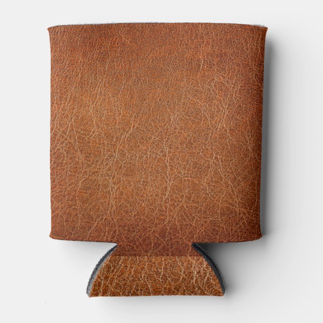 Leather Texture Closeup Detail Can Cooler (Front)