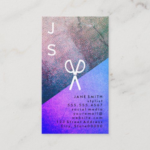 Leather Texture Colorful Color Block Shears Business Card