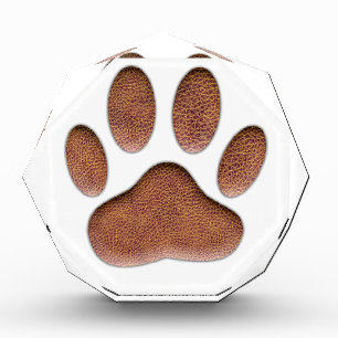 Leather Texture Dog Paw Print Acrylic Award