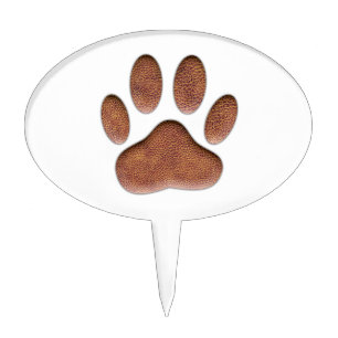 Leather Texture Dog Paw Print Cake Topper
