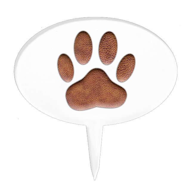 Leather Texture Dog Paw Print Cake Topper (Front)
