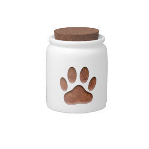 Leather Texture Dog Paw Print Candy Jar