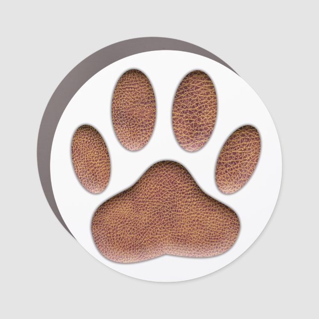 Leather Texture Dog Paw Print Car Magnet (Front)