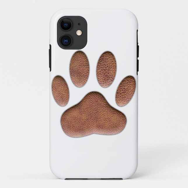 Leather Texture Dog Paw Print Case-Mate iPhone Case (Back)