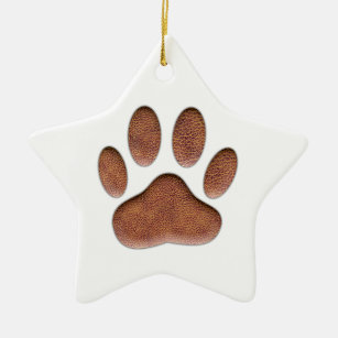 Leather Texture Dog Paw Print Ceramic Ornament