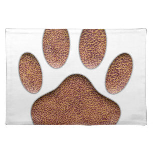 Leather Texture Dog Paw Print Cloth Placemat