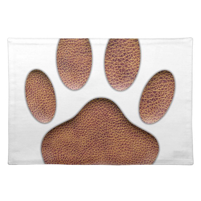 Leather Texture Dog Paw Print Cloth Placemat (Front)