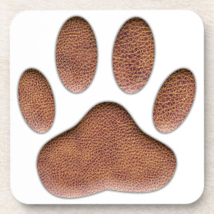 Leather Texture Dog Paw Print Coaster