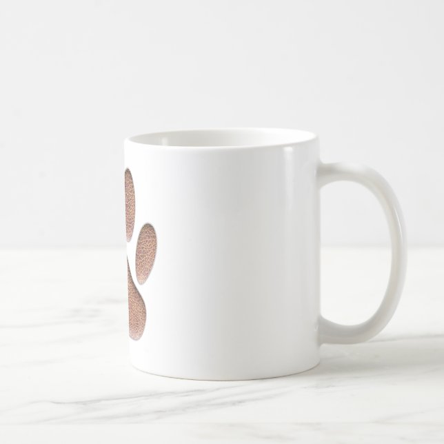 Leather Texture Dog Paw Print Coffee Mug (Right)
