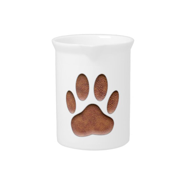 Leather Texture Dog Paw Print Drink Pitcher (Front)