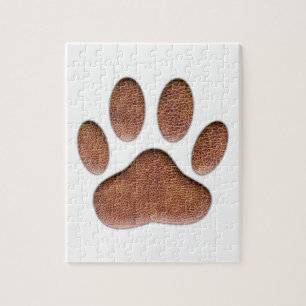 Leather Texture Dog Paw Print Jigsaw Puzzle