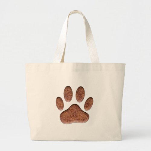 Leather Texture Dog Paw Print Large Tote Bag