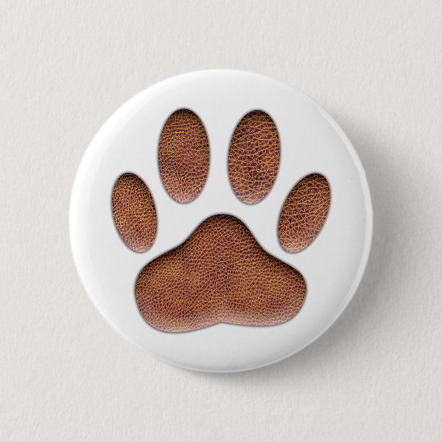 Leather Texture Dog Paw Print Pinback Button (Front)