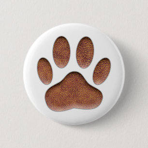 Leather Texture Dog Paw Print Pinback Button