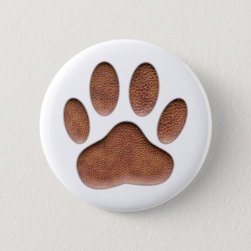 Leather Texture Dog Paw Print Pinback Button