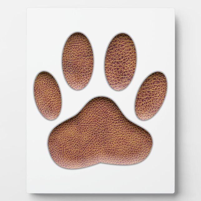Leather Texture Dog Paw Print Plaque (Front)