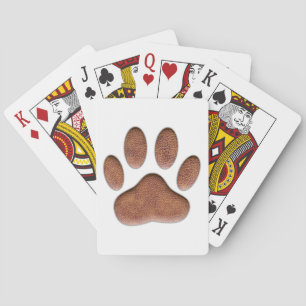 Leather Texture Dog Paw Print Poker Cards