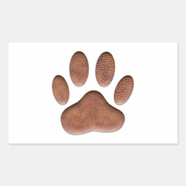 Leather Texture Dog Paw Print Rectangular Sticker (Front)