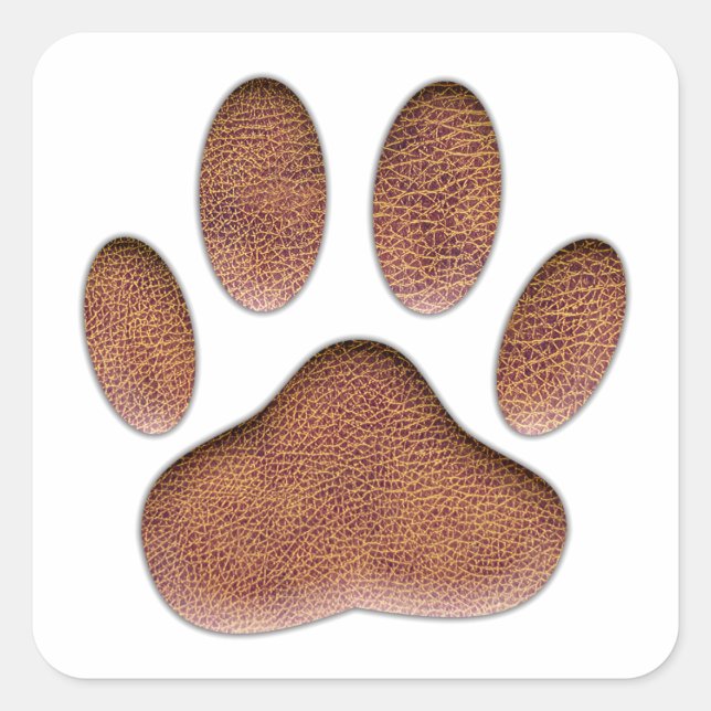 Leather Texture Dog Paw Print Square Sticker (Front)
