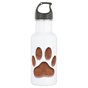 Leather Texture Dog Paw Print Stainless Steel Water Bottle