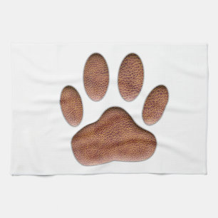 Leather Texture Dog Paw Print Towel
