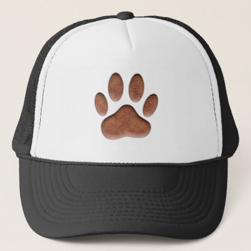 Leather Texture Dog Paw Print Trucker Hat