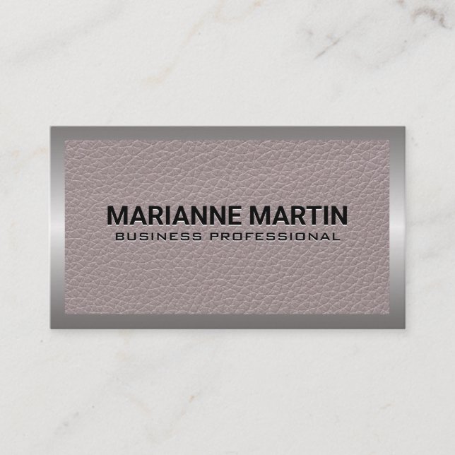Leather Texture | Metal Border Business Card (Front)