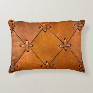 Leather texture, natural selvage detail. accent pillow