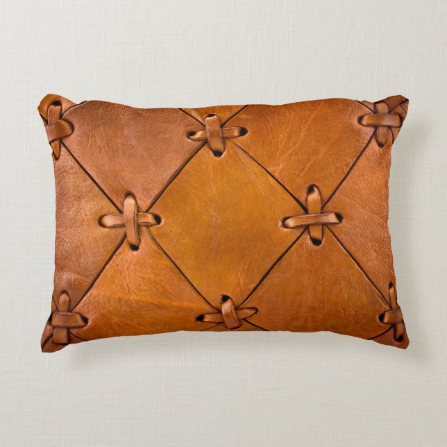 Leather texture, natural selvage detail. accent pillow (Front)