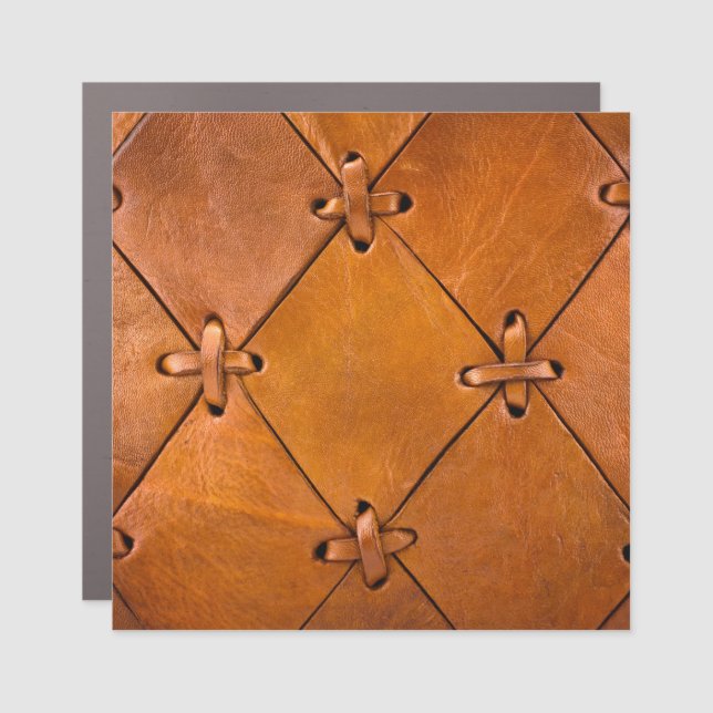 Leather texture, natural selvage detail. car magnet (Front)