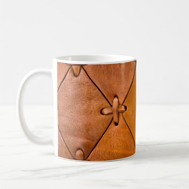 Leather texture, natural selvage detail. coffee mug (Left)