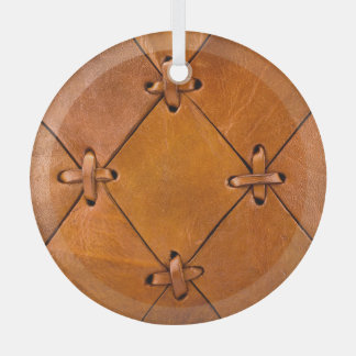 Leather texture, natural selvage detail. glass ornament