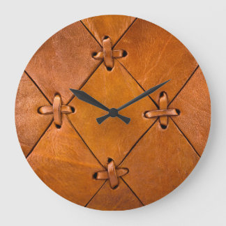 Leather texture, natural selvage detail. large clock