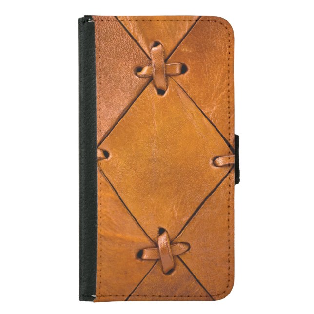 Leather texture, natural selvage detail. samsung galaxy wallet case (Front)