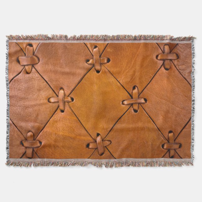 Leather texture, natural selvage detail. throw blanket (Front)