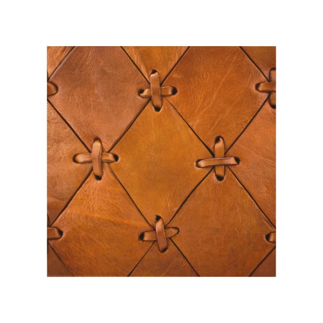 Leather texture, natural selvage detail. wood wall art (Front)