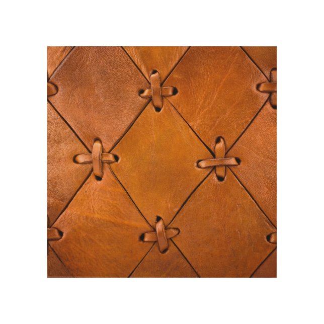 Leather texture, natural selvage detail. wood wall art (Front)