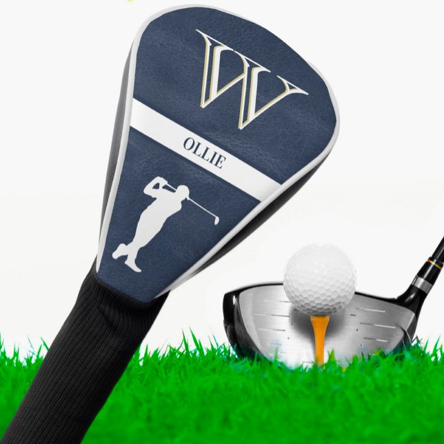 Leather Texture Personalized Initial Golf Swing Golf Head Cover (Creator Uploaded)